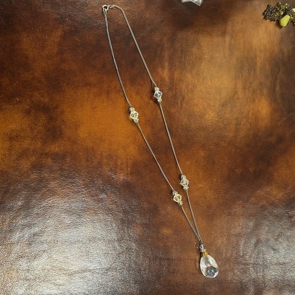 Antique Style Crystal Teardrop Drop Rhinestone Glass Beaded Necklace - Picture 10 of 12
